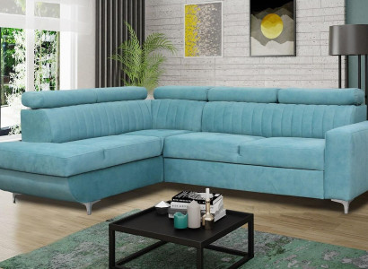 Blue Couch Living Landscape Fabric Corner Sofa Design Textile Sofa L-Shape Furniture